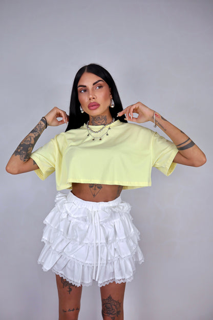 T-Shirt Over Crop - Giallo