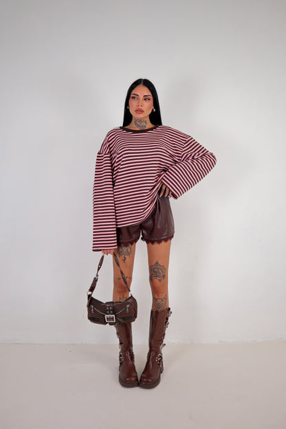 Maglia Lines - Marrone/Rosa