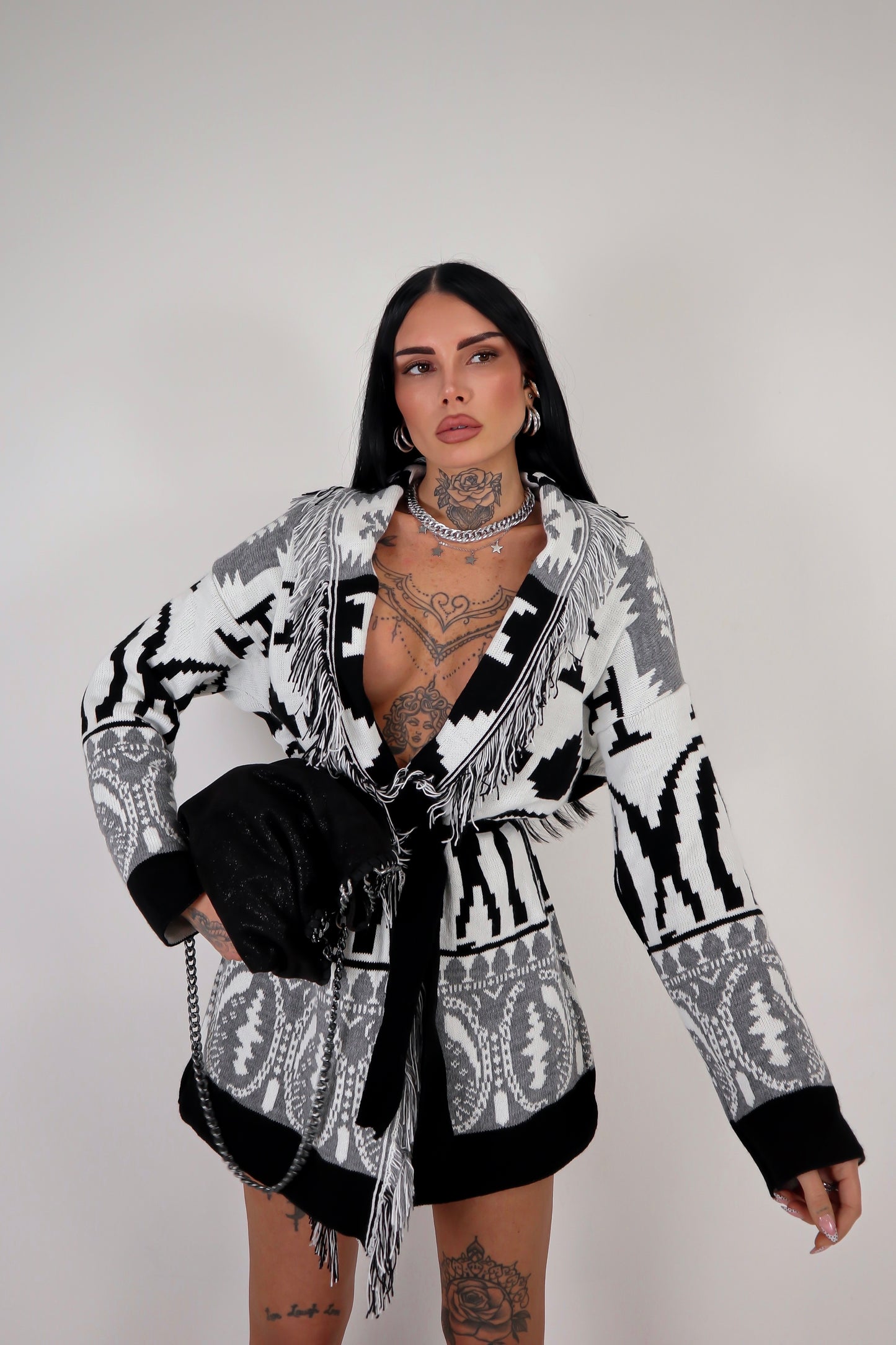 Cardigan Perù - Nero/Grigio