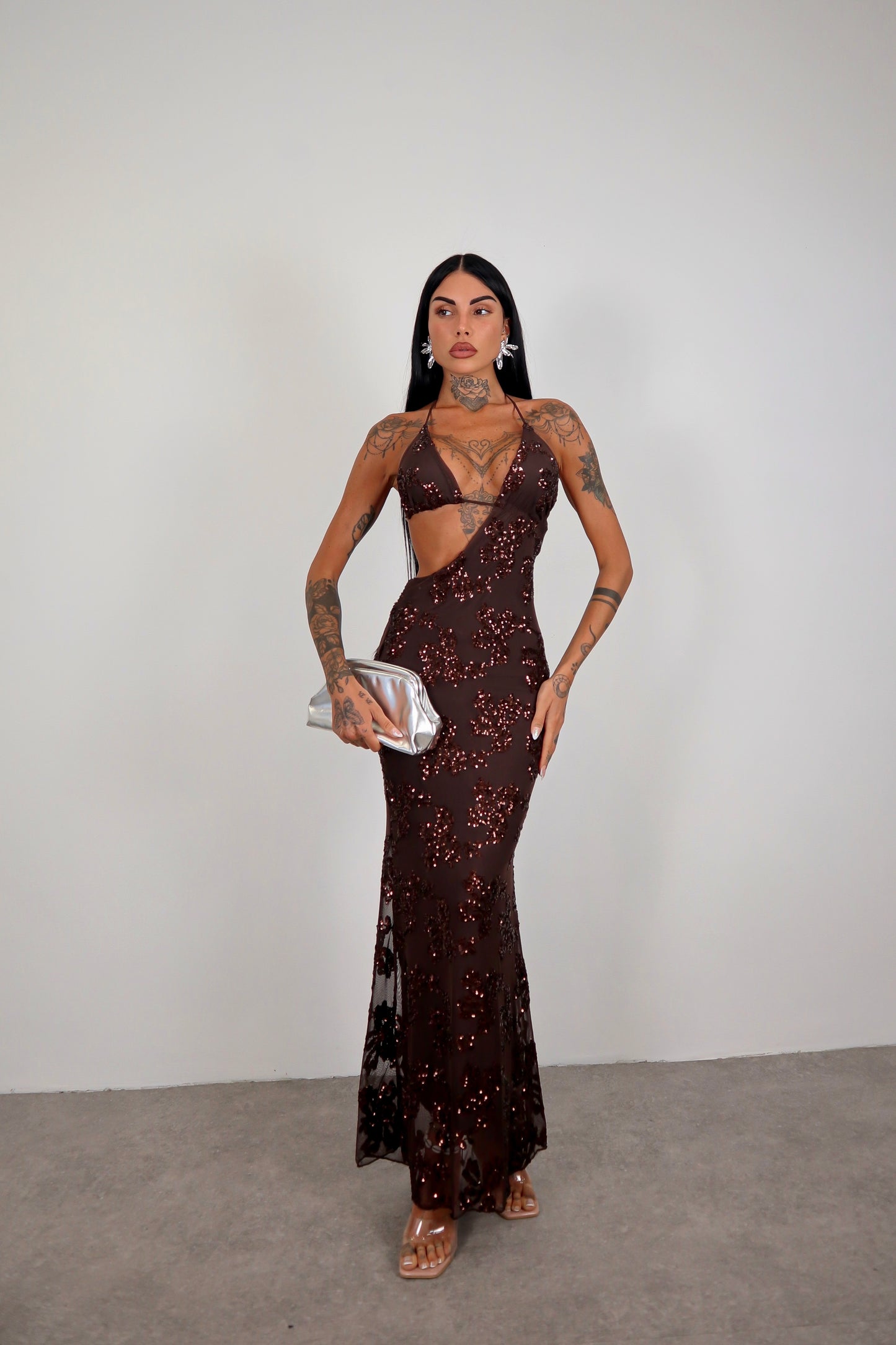 Abito lungo Eufemia - Marrone