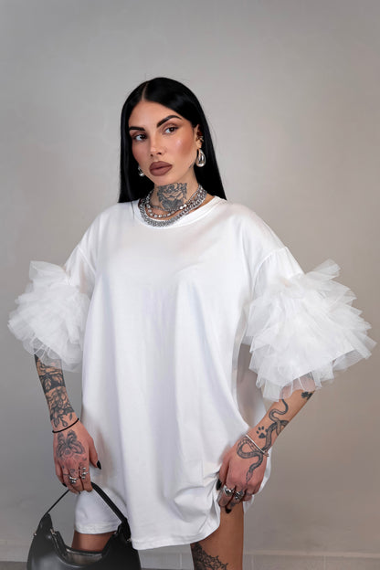 T-Shirt Oversize Fluffy - Bianco