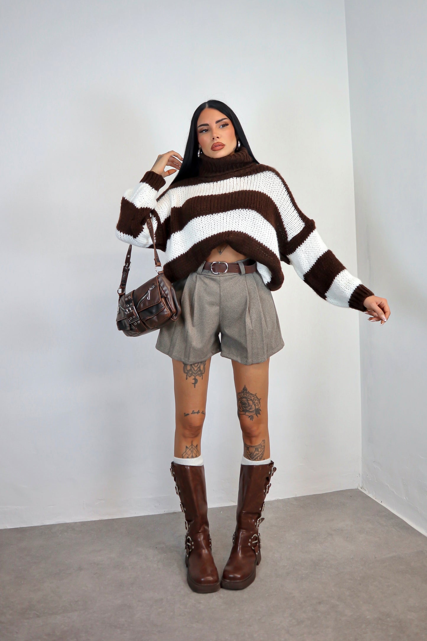 Maglione Nadine - Marrone/Bianco