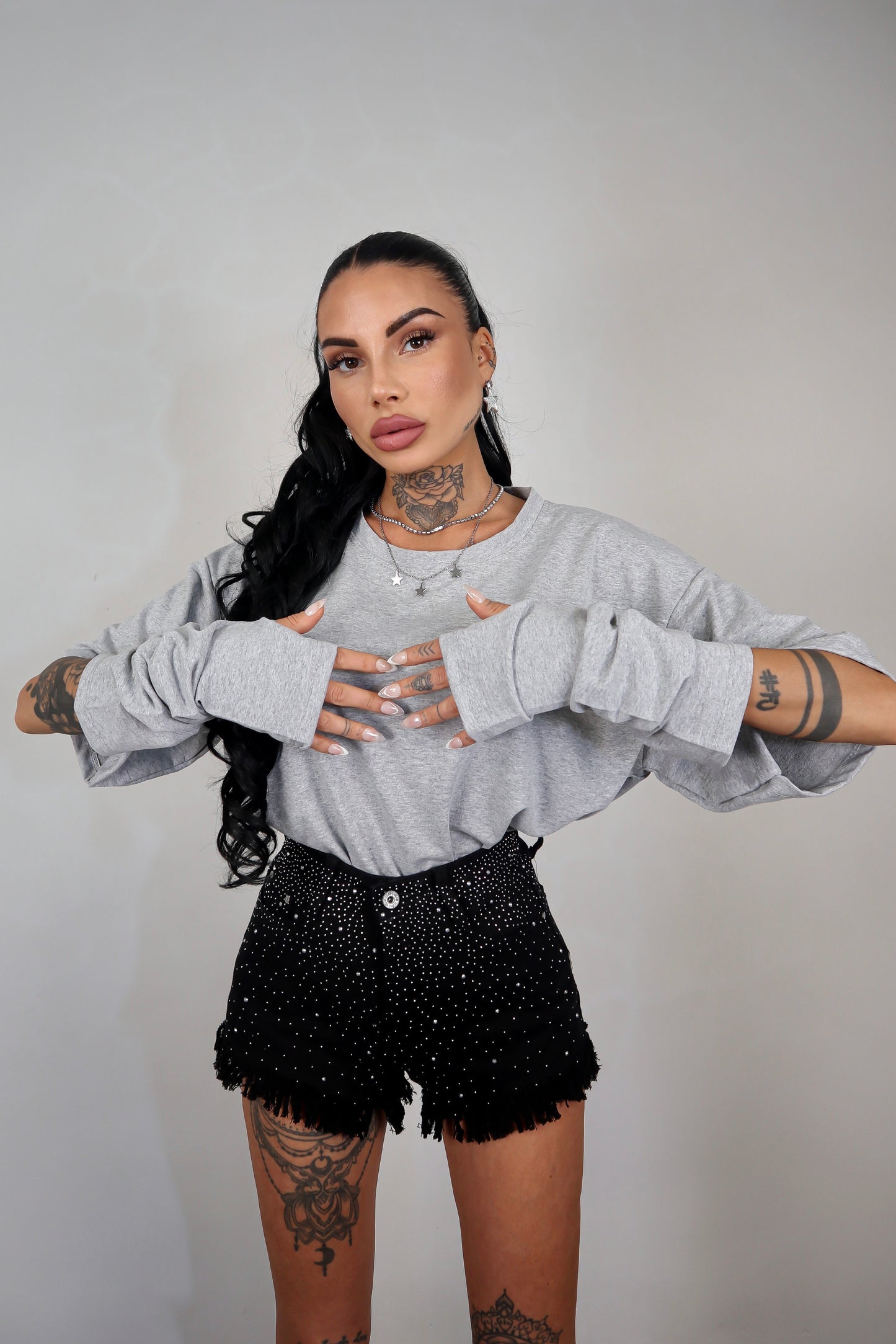 T-Shirt Manicotti - Grigio