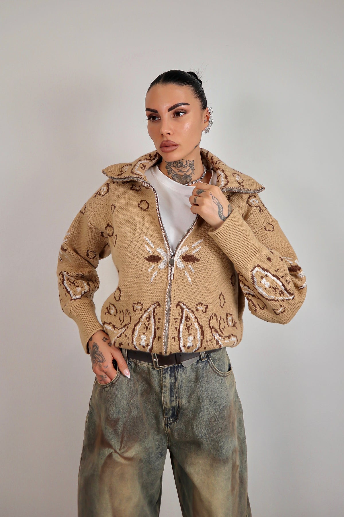Cardigan Bandana - Beige
