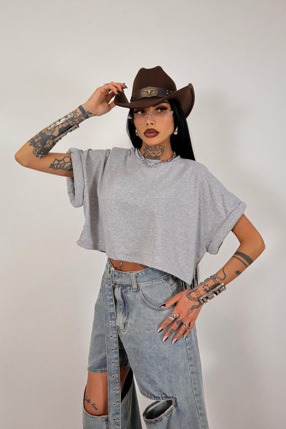 T-shirt crop Donut - Grigio