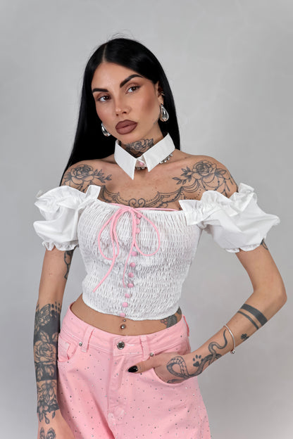 Crop Top Bambolina - Bianco