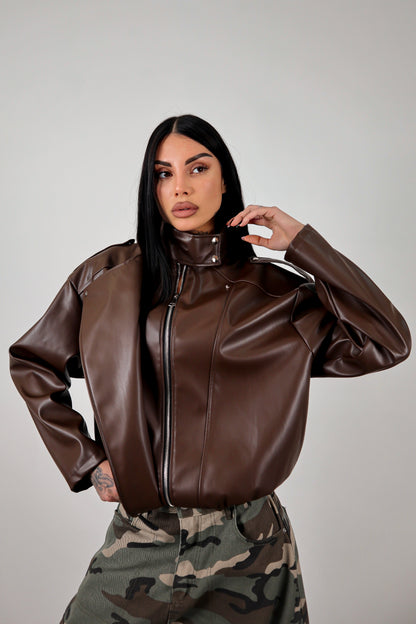 Giacca ecopelle Zar - Marrone