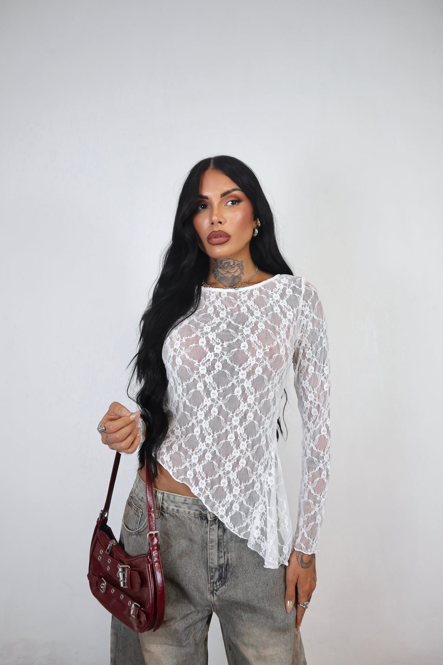 Maglia pizzo Amelie - Bianco
