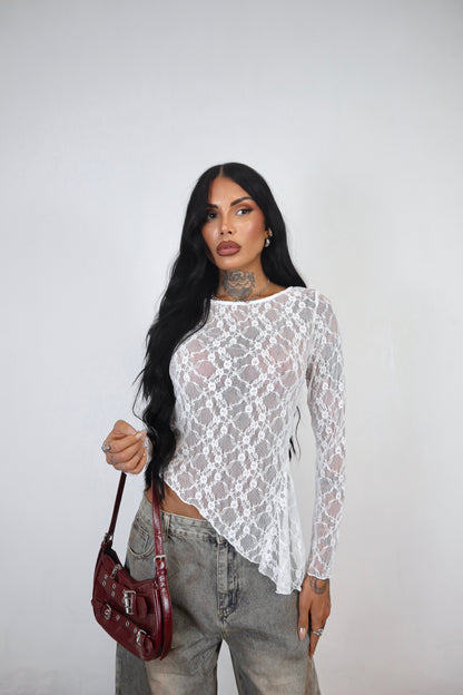 Maglia pizzo Amelie - Bianco