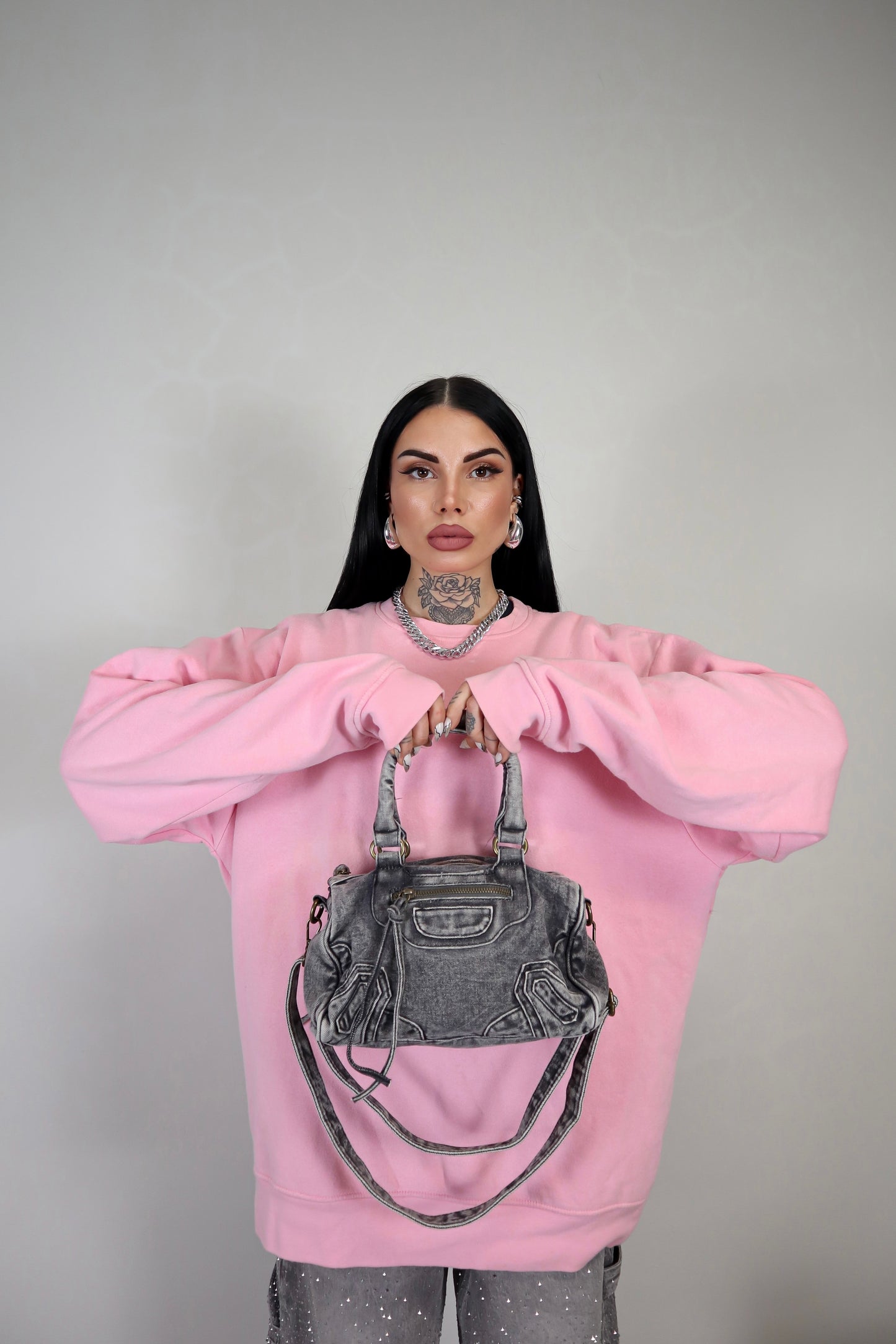 Borsa Denim City - Grigio fumo