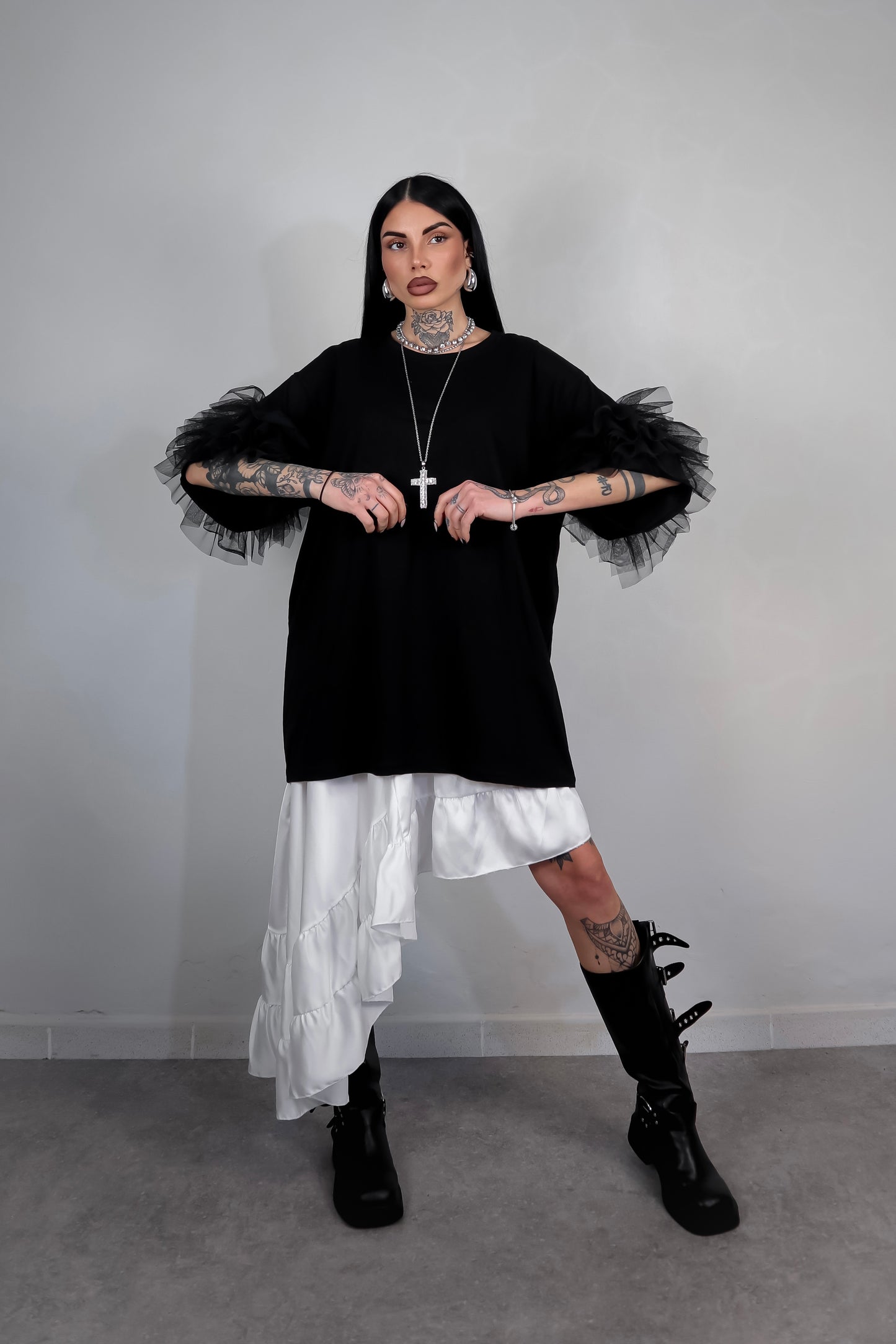 T-Shirt Oversize Fluffy - Nero