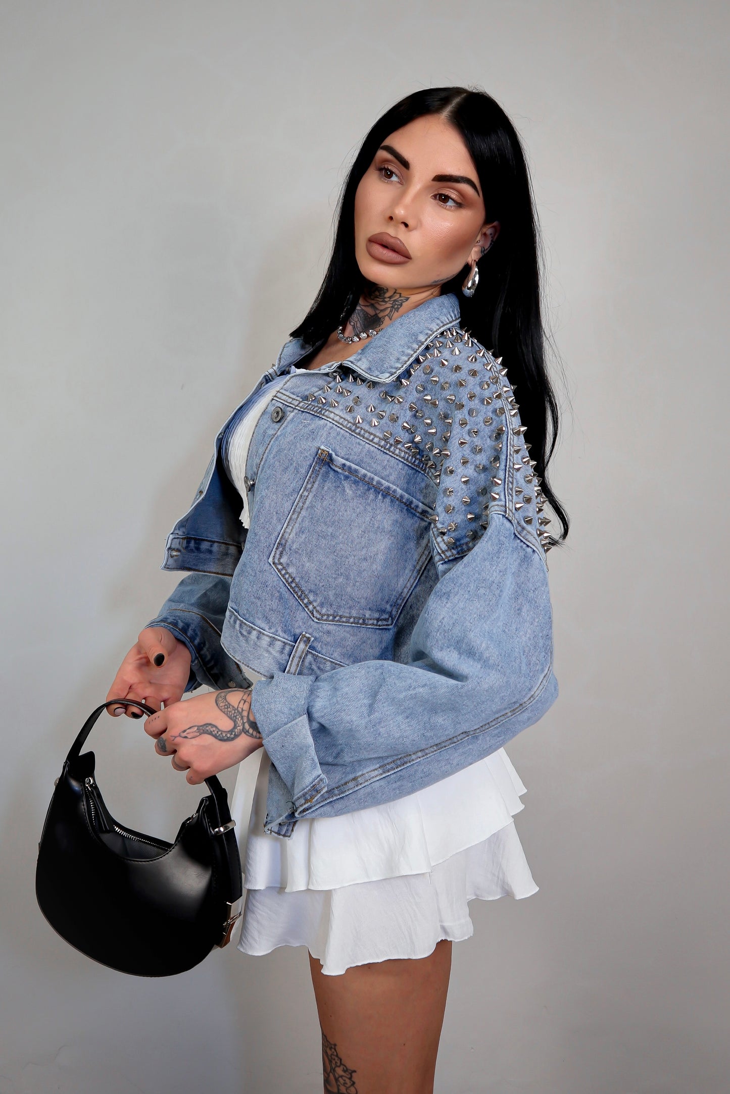Giacca denim borchie Amber