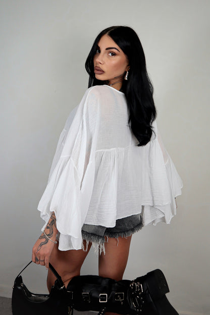 Blusa cotone Zahira - Bianco