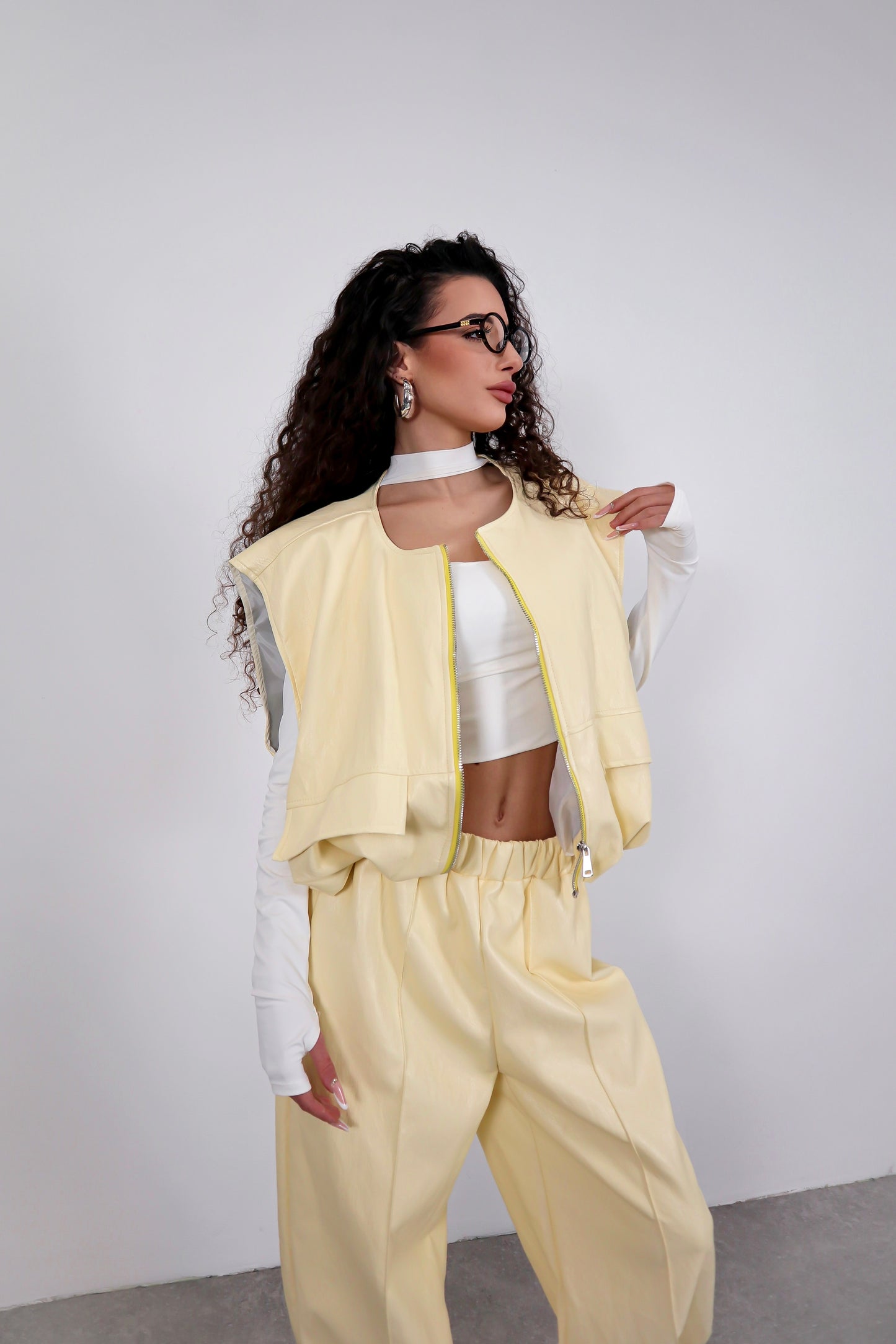 Completo ecopelle Holly - Giallo pastello