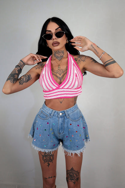 Top Crochet Selly - Rosa