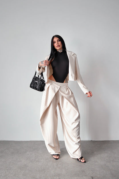 Tailleur gessato Amal - Bianco sporco