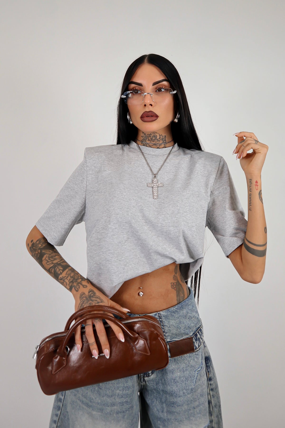 T-shirt Spalline - Grigio