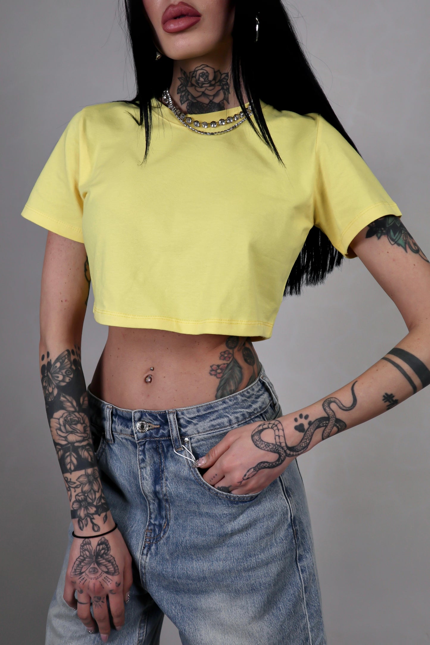 T-shirt Basic Crop - Giallo