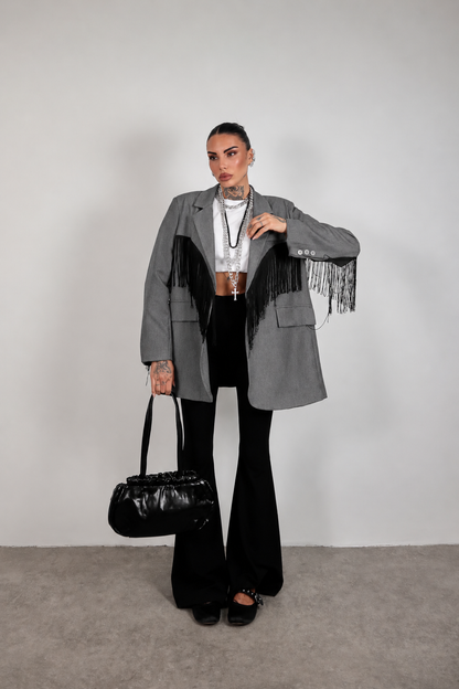 Blazer over Frange - Grigio