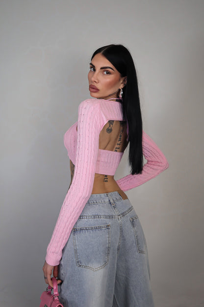Maglia Crop Duo - Rosa