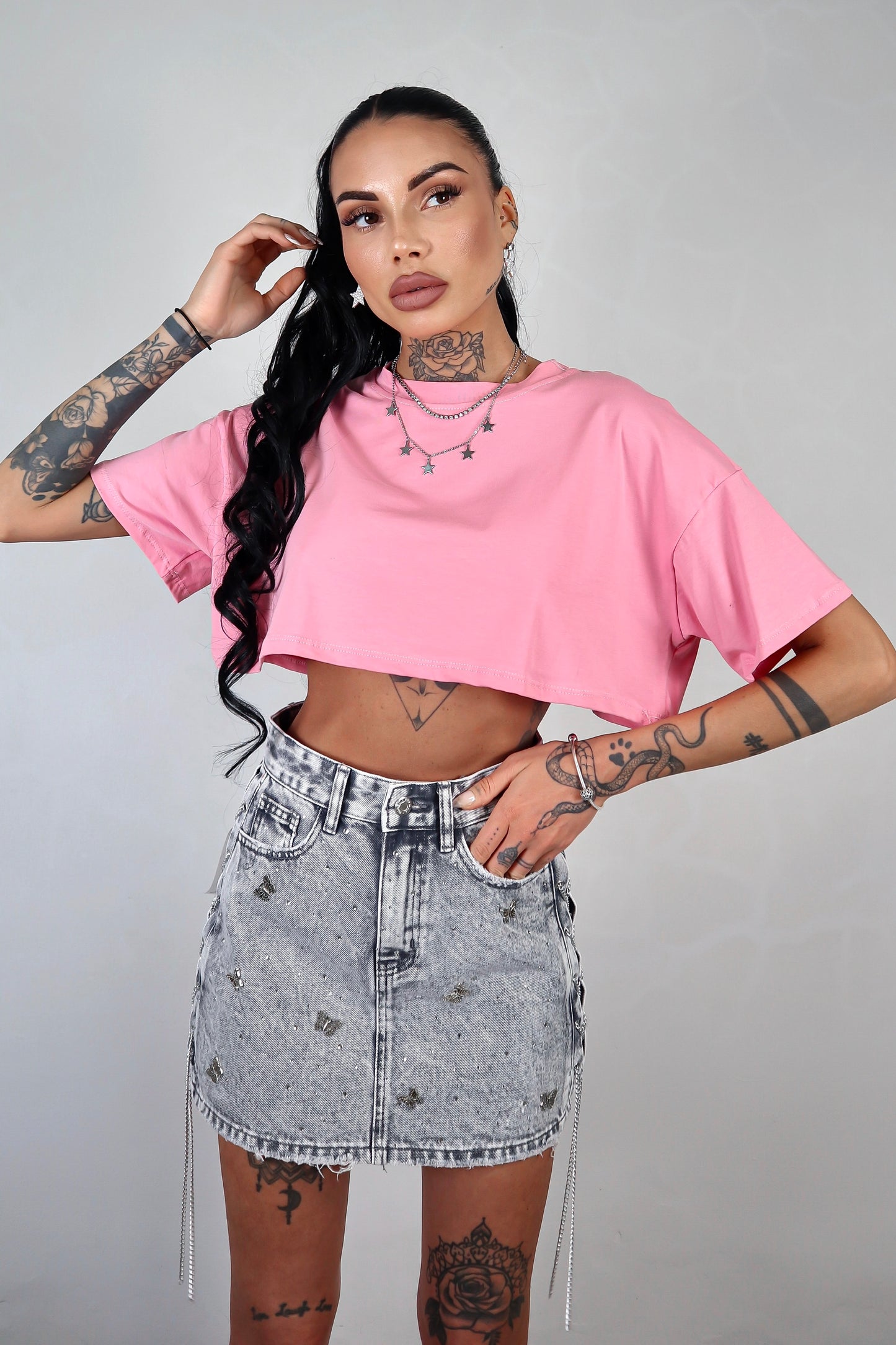 Gonna Denim Strass Jade