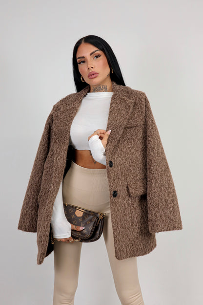 Blazer Oversize Teddy - Marrone