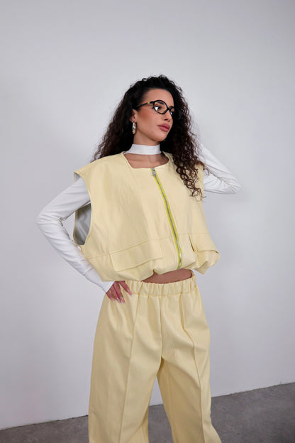 Completo ecopelle Holly - Giallo pastello