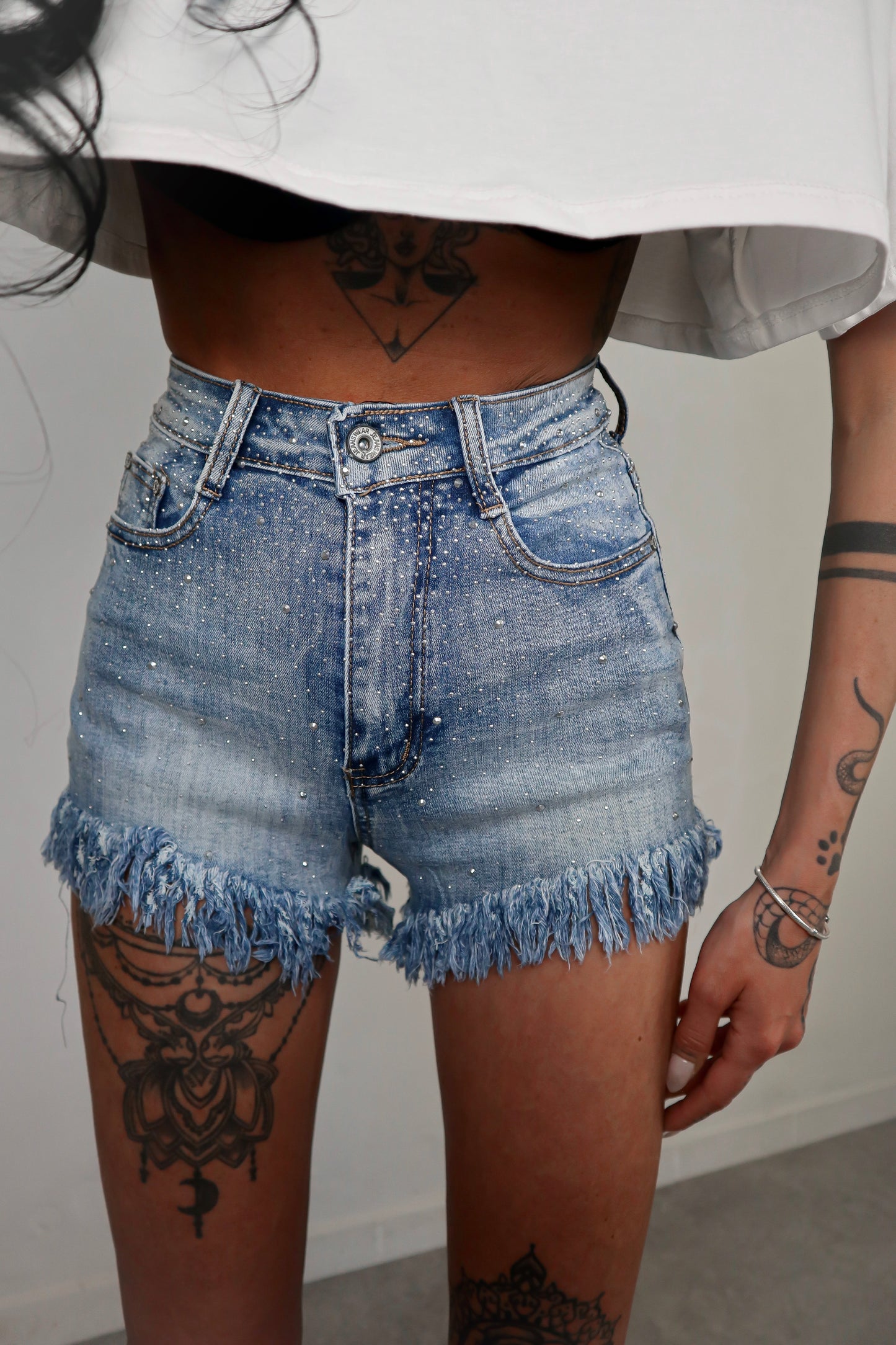 Shorts Brillo Frangette - Denim