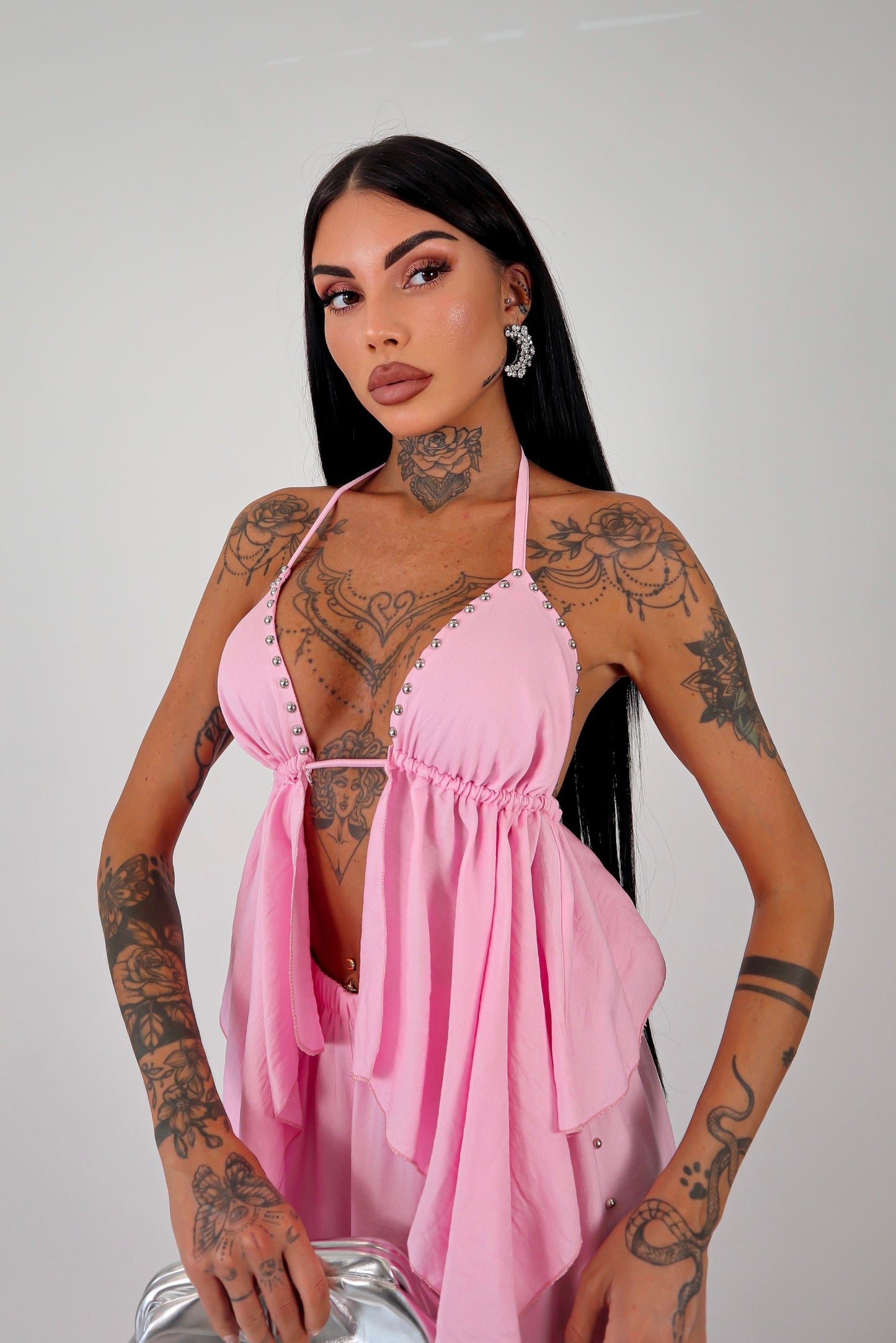 Completo borchie Joy - Rosa