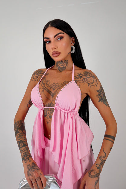 Completo borchie Joy - Rosa