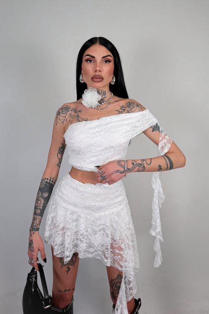 Completo in pizzo Elodie - Bianco