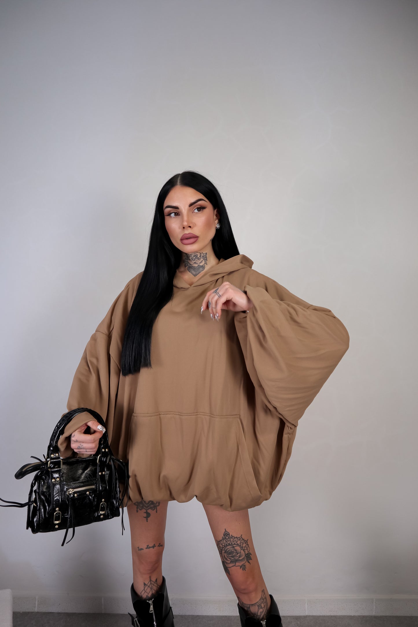 Abito Felpa Overall - Camel