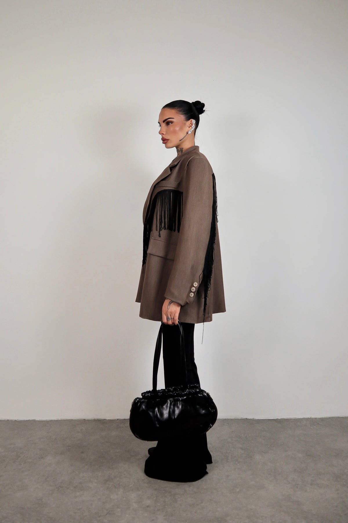 Blazer over Frange - Marrone