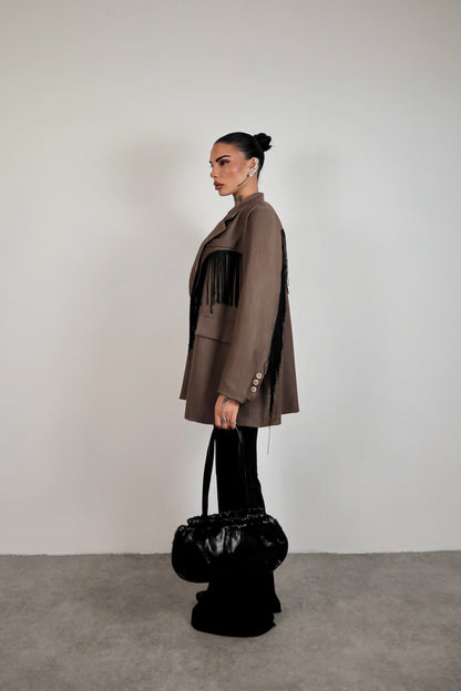 Blazer over Frange - Marrone