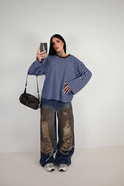 Maglia Lines - Azzurro/Marrone