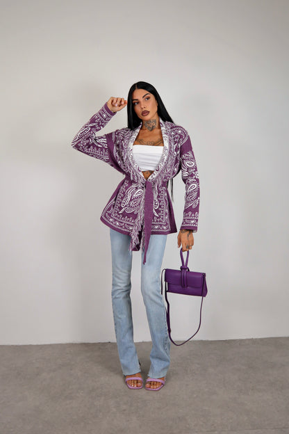 Cardigan Perù - Prugna