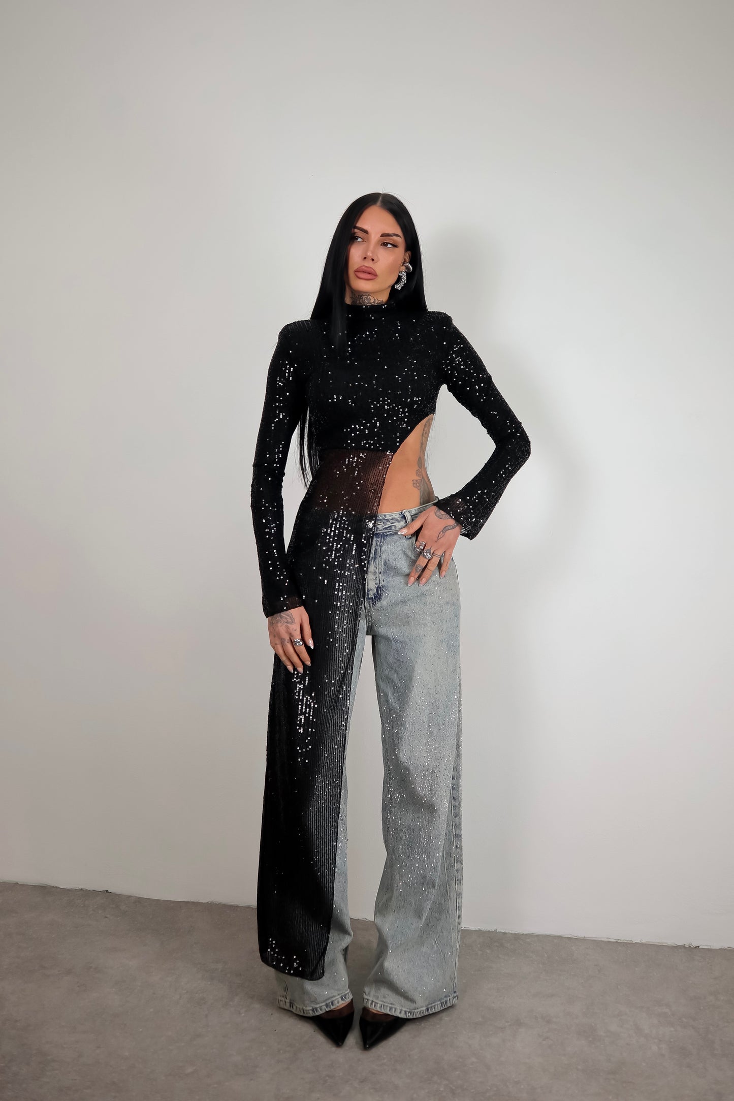Maglia Paillettes Wow - Nero