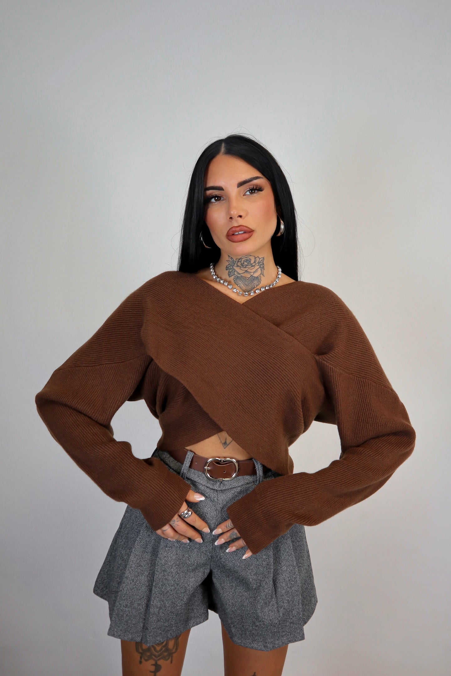 Maglione Incrocio - Marrone