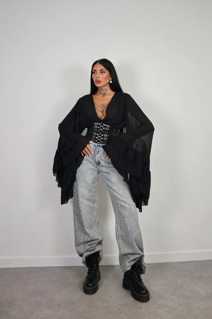 Blusa Morticia - Nero
