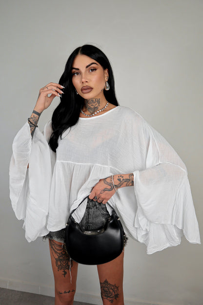 Blusa cotone Zahira - Bianco