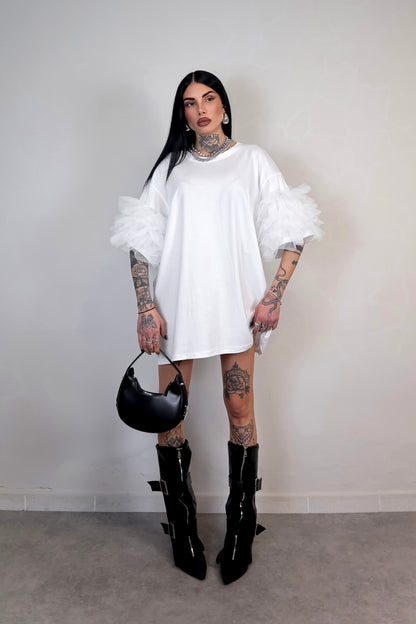 T-Shirt Oversize Fluffy - Bianco