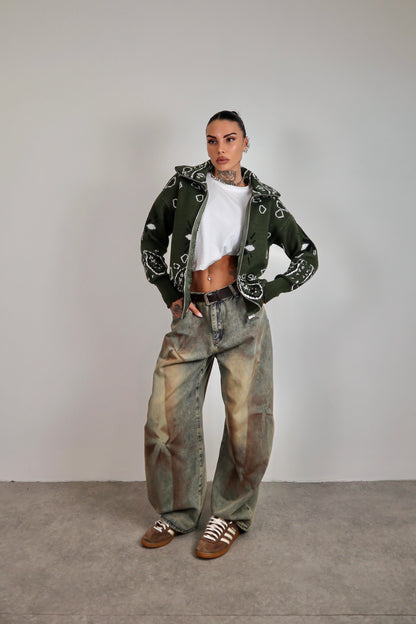 Cardigan Bandana - Verde militare