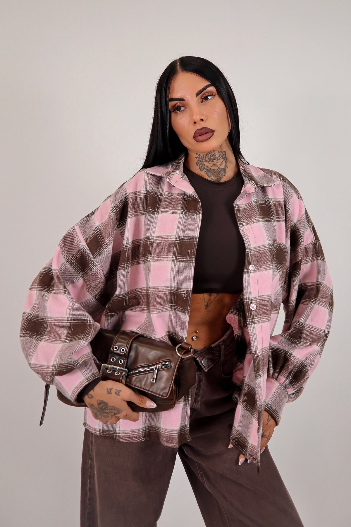 Camicia Tartan Valery - Rosa/marrone