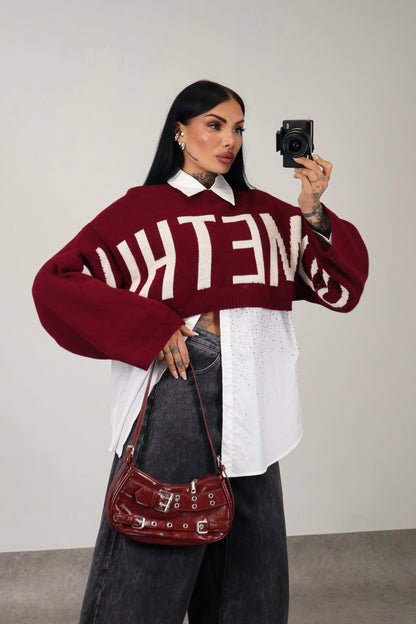 Maglia crop Something - Bordeaux