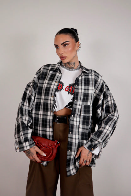 Camicia Over Quadretti - Nero