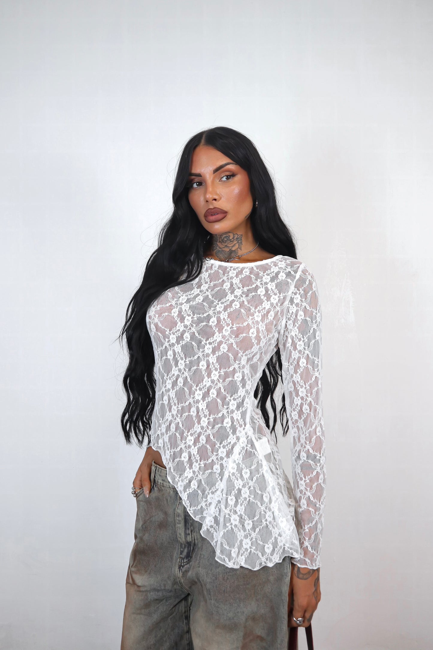 Maglia pizzo Amelie - Bianco
