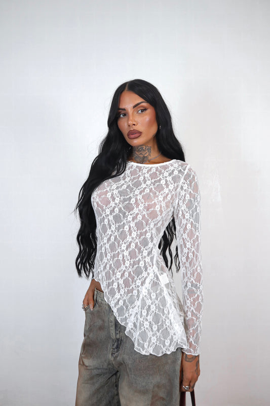 Maglia pizzo Amelie - Bianco
