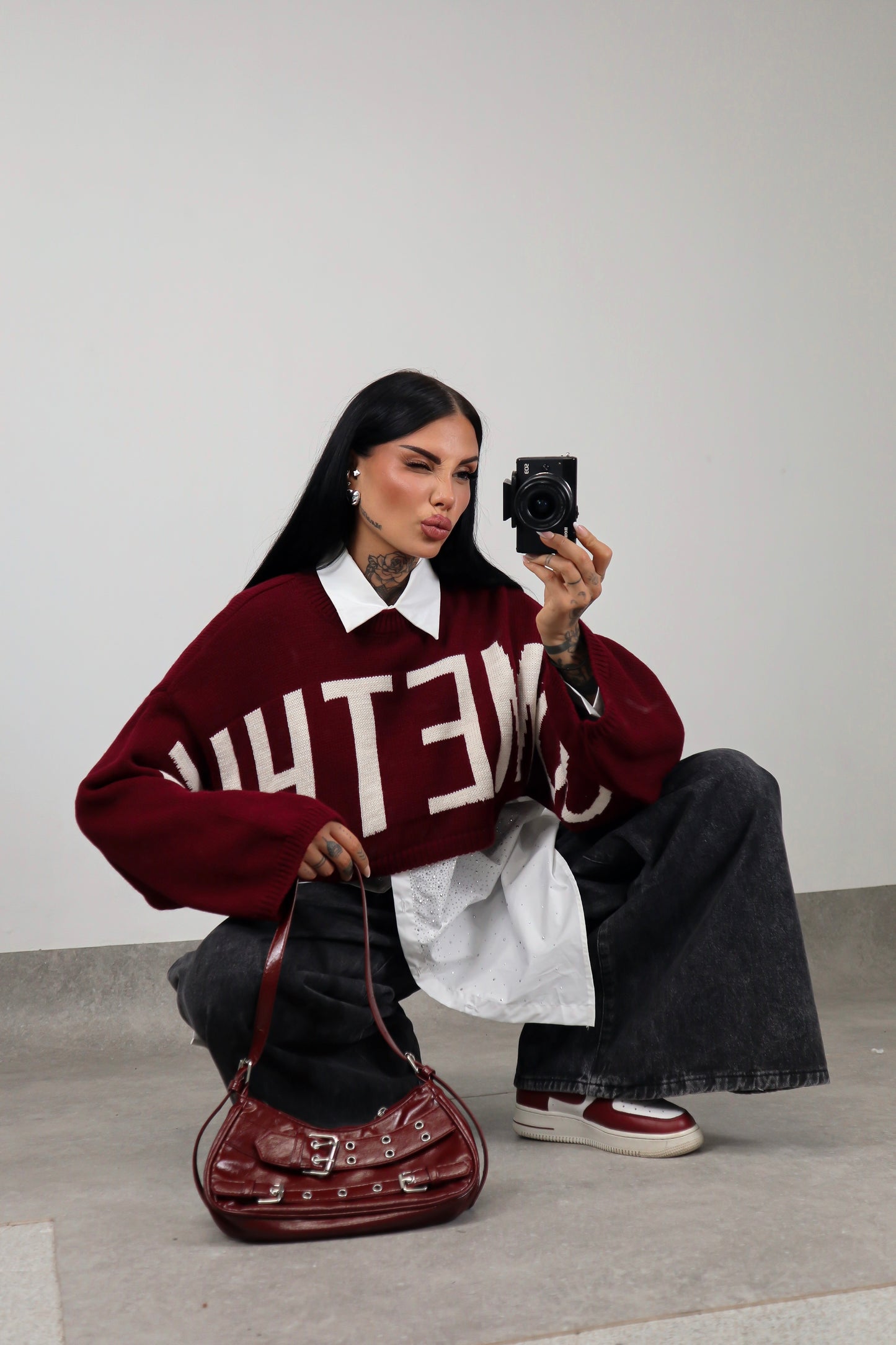Maglia crop Something - Bordeaux