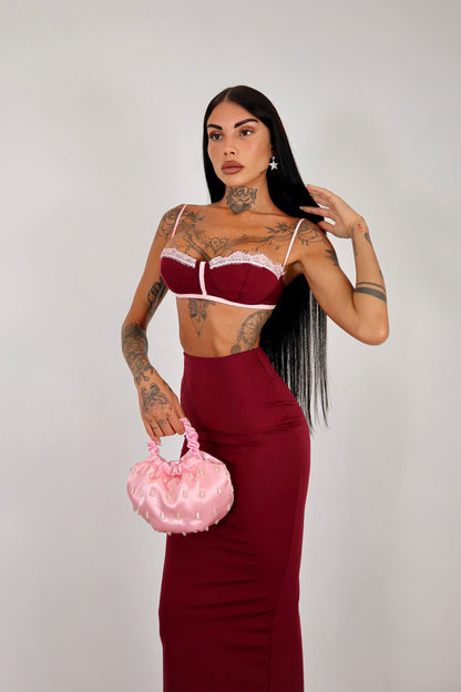 Completo Beverly - Bordeaux/rosa