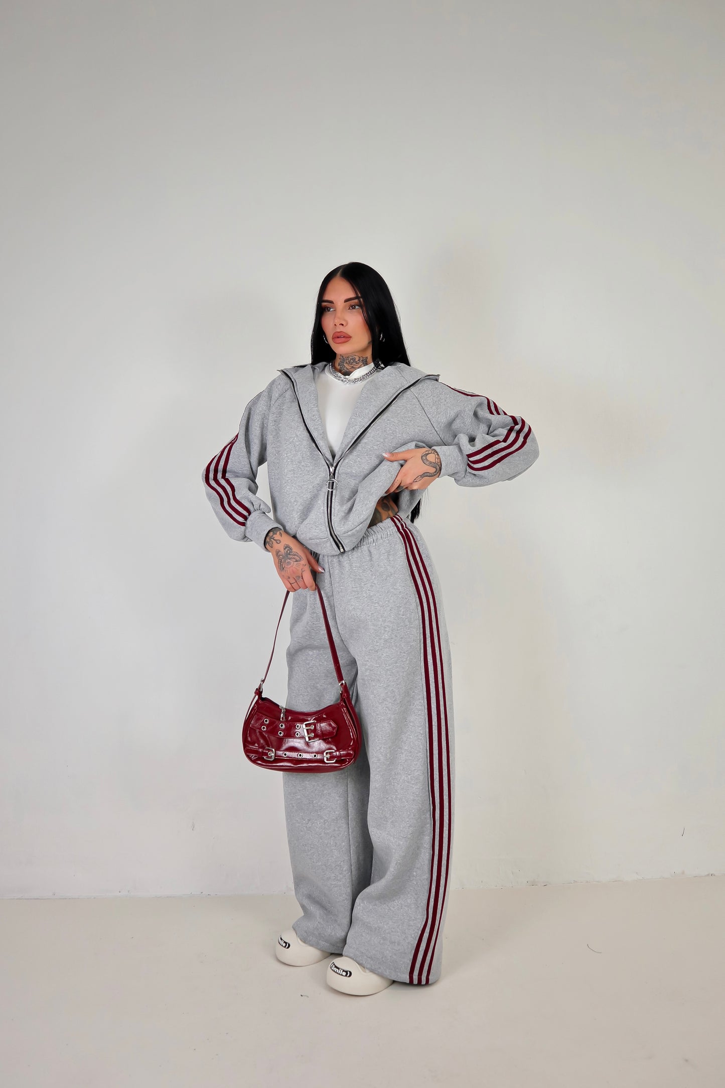 Completo Tuta Adi - Grigio/Bordeaux